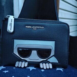 Karl Lagerfeld Black and White Wallet with Gold Details